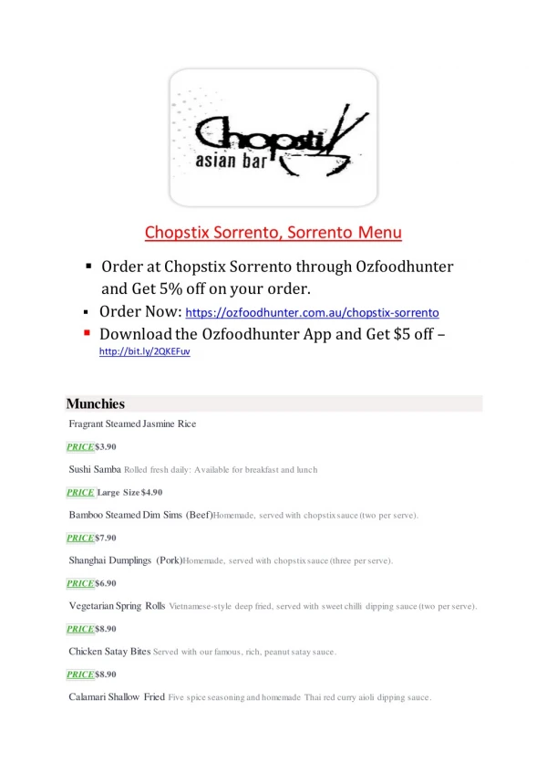 15% Off - Chopstix Sorrento-Rainbow - Order Food Online