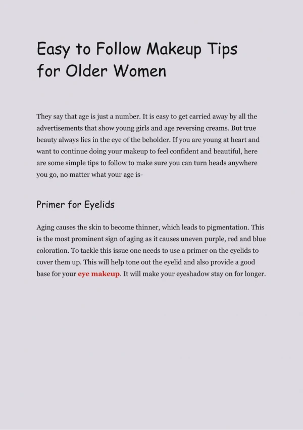 Easy to Follow Makeup Tips for Older Women