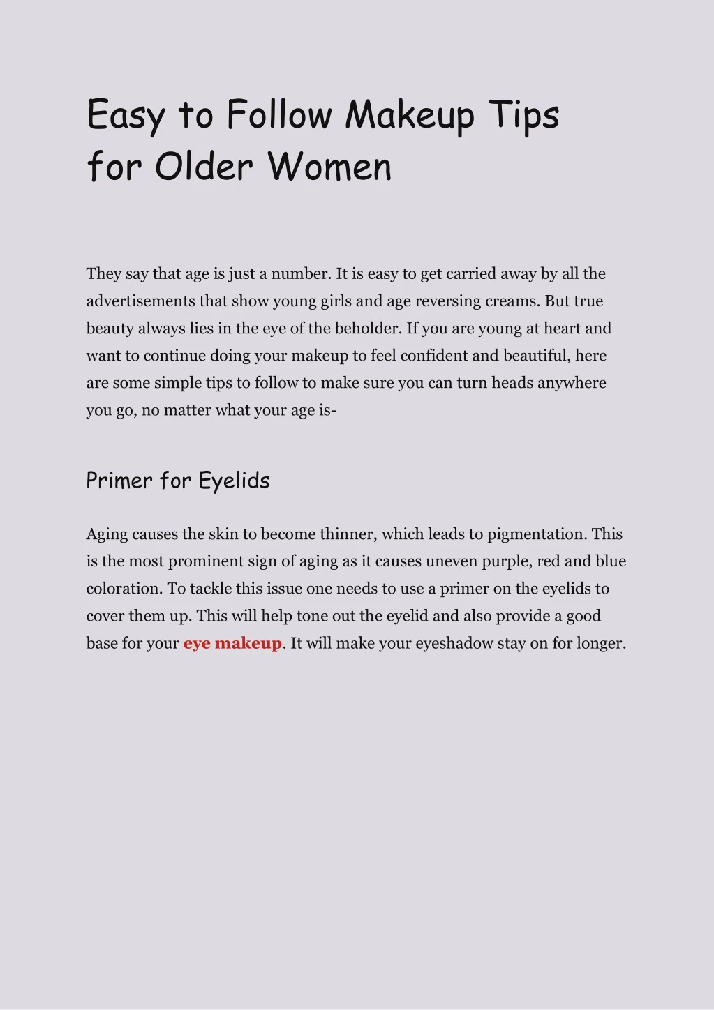 easy to follow makeup tips for older women