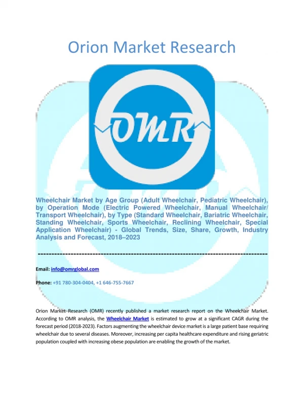 Wheelchair Market Segmentation, Forecast, Market Analysis, Global Industry Size and Share to 2025