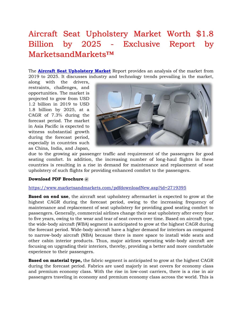 aircraft seat upholstery market worth 1 8 billion