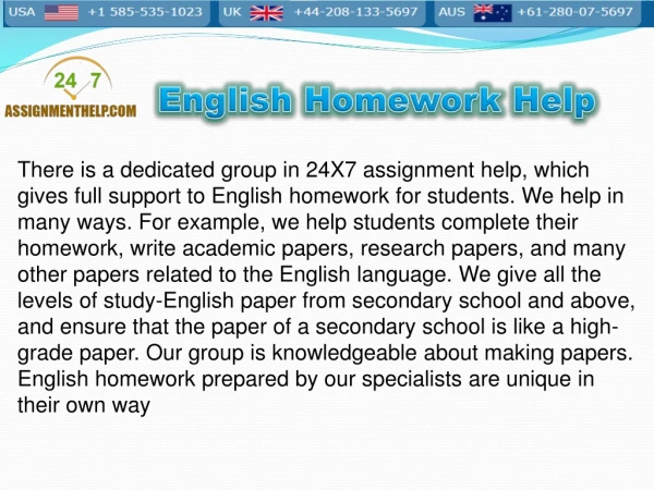 English Homework help