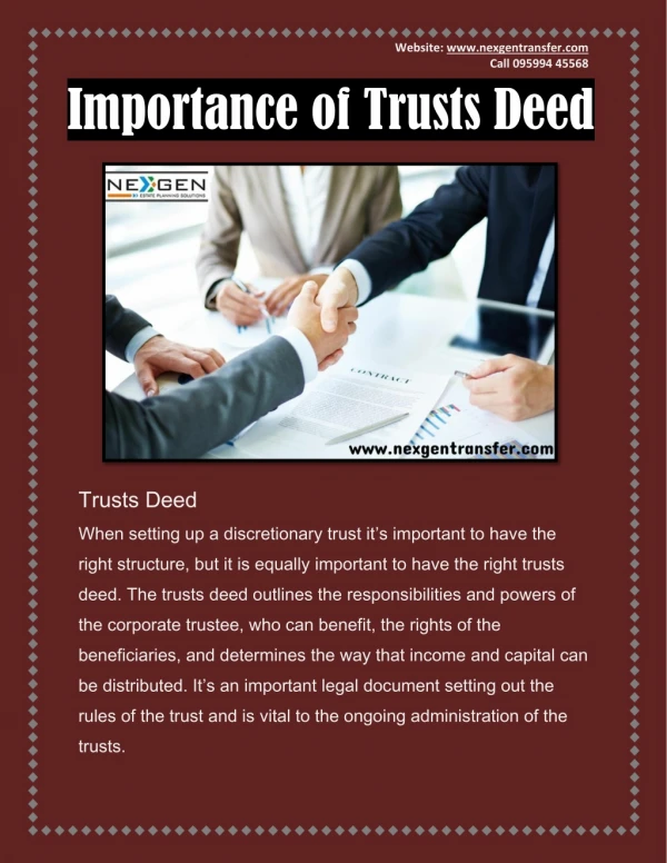 Importance of Trusts Deed