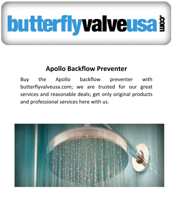 Apollo Backflow Preventer - Butterflyvalveusa