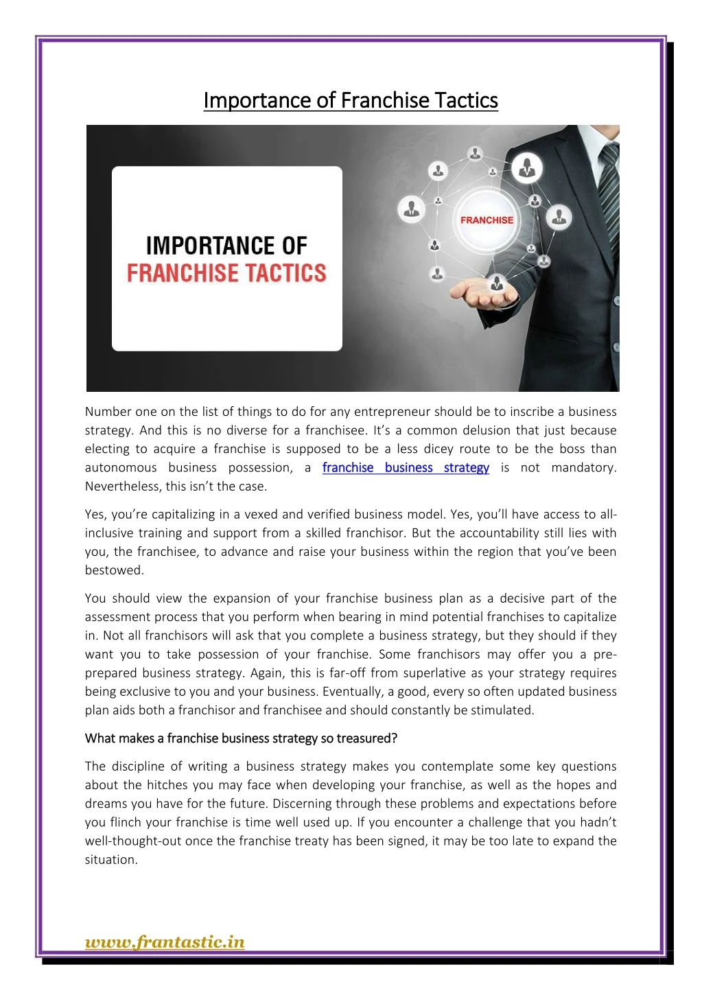 importance importance of of franchise tactics