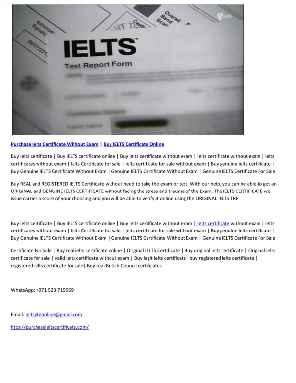 Purchase Ielts Certificate Without Exam | Buy IELTS Certificate Online