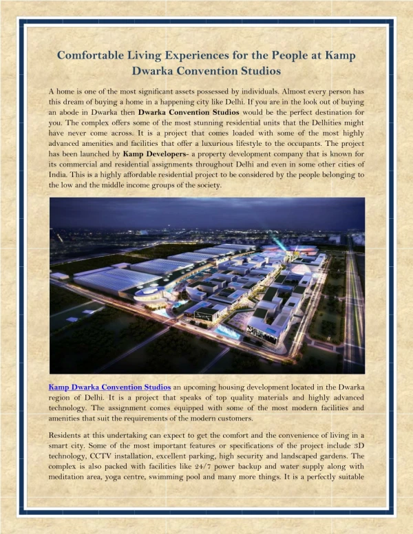 Comfortable Living Experiences for the People at Kamp Dwarka Convention Studios