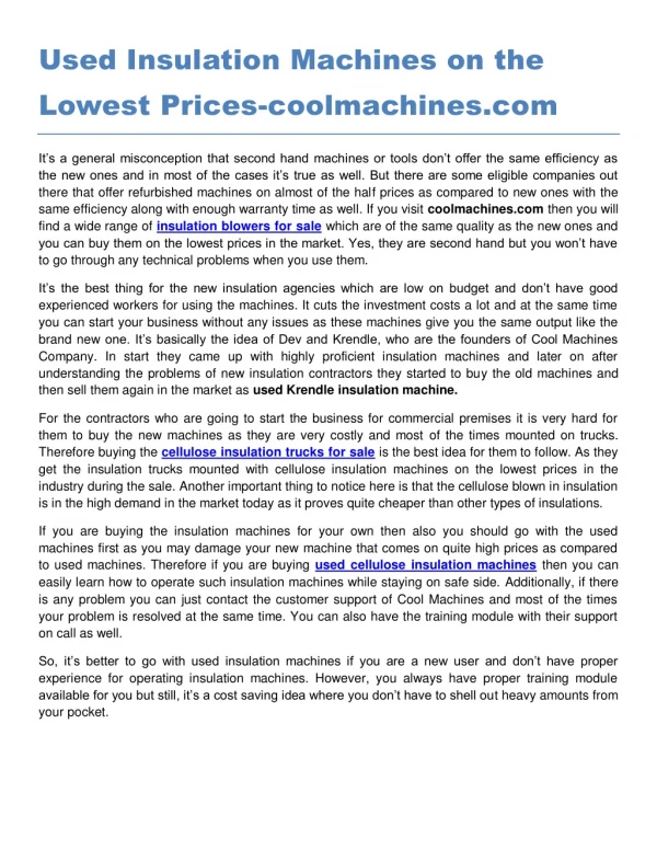Used Insulation Machines on the Lowest Prices-coolmachines.com