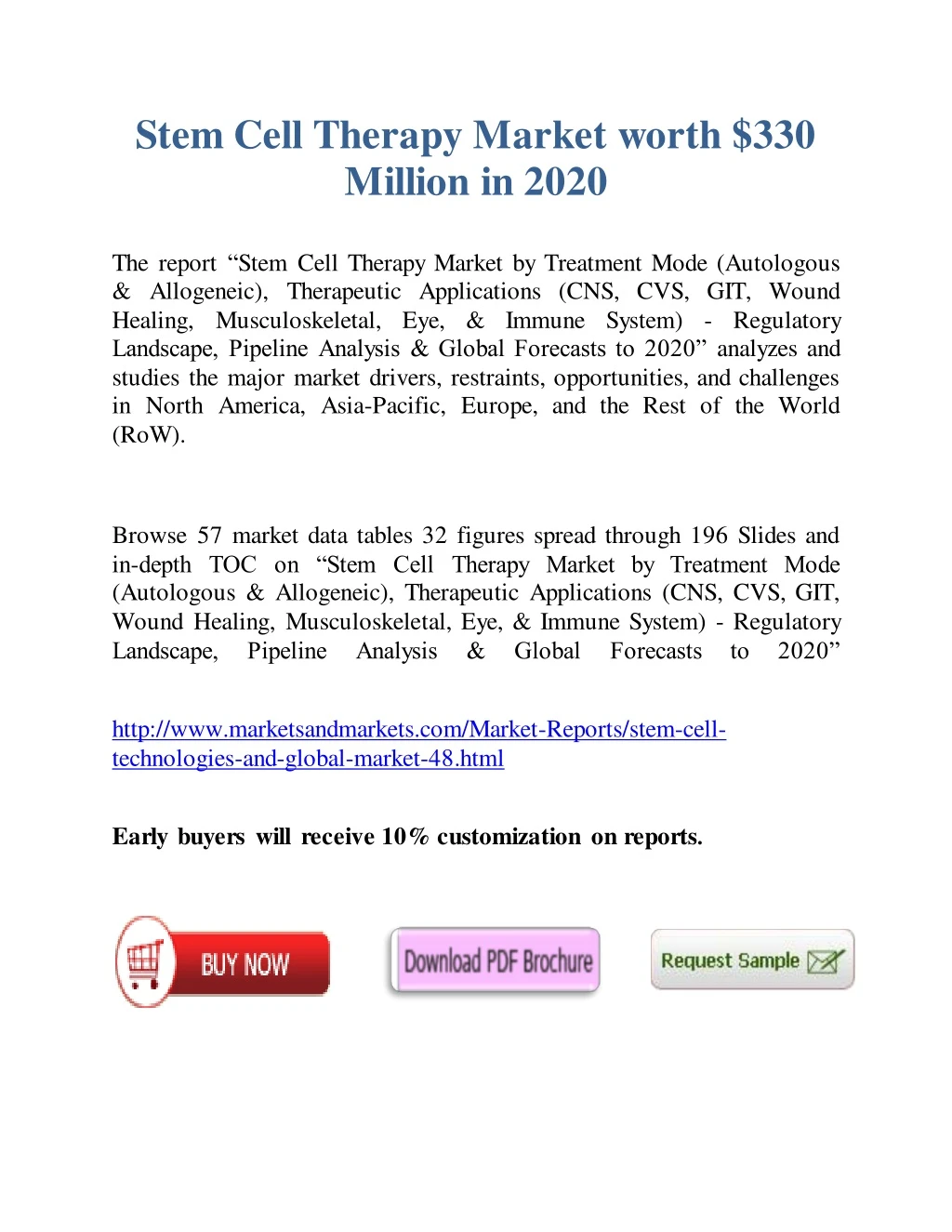 stem cell therapy market worth 330 million in 2020