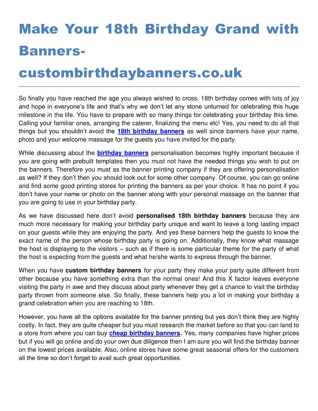 make your 18th birthday grand with banners