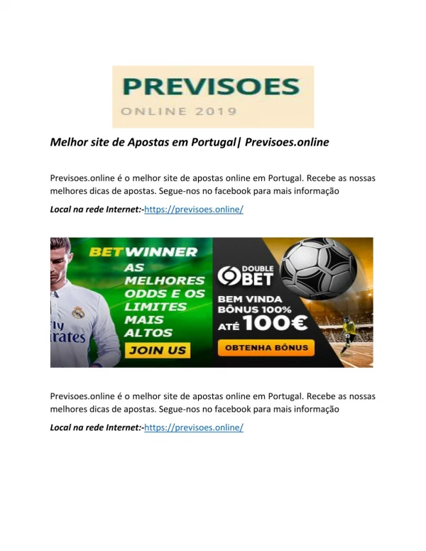 Melhor site de Apostas em Portugal| Previsoes.online