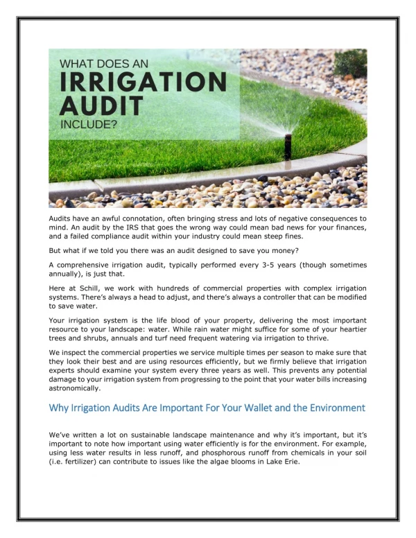 What Does An Irrigation Audit Include - Schill Grounds Management
