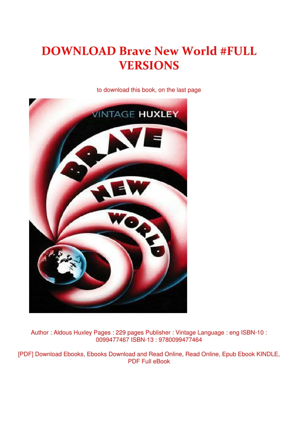 download brave new world full versions