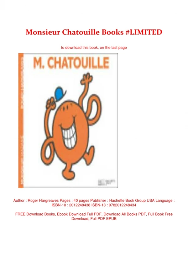 Monsieur Chatouille Books #LIMITED
