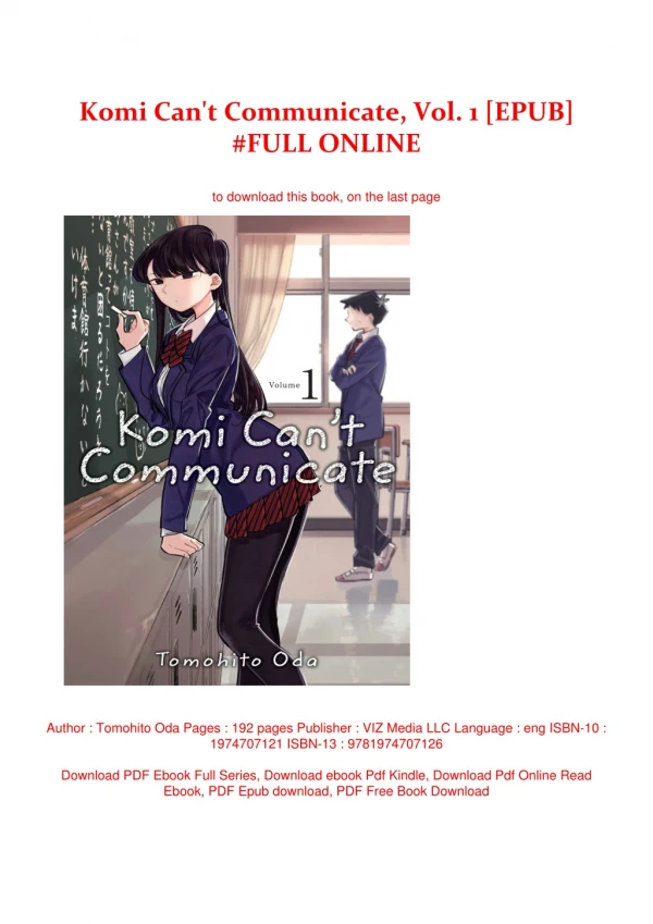Komi Can't Communicate, Vol. 1 [EPUB] #FULL ONLINE