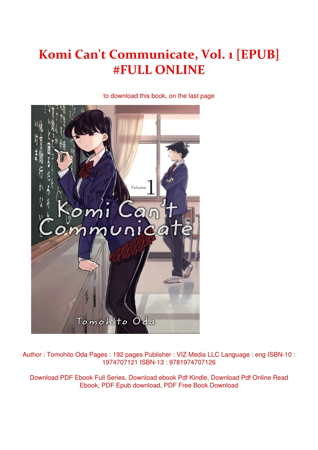 komi can t communicate vol 1 epub full online