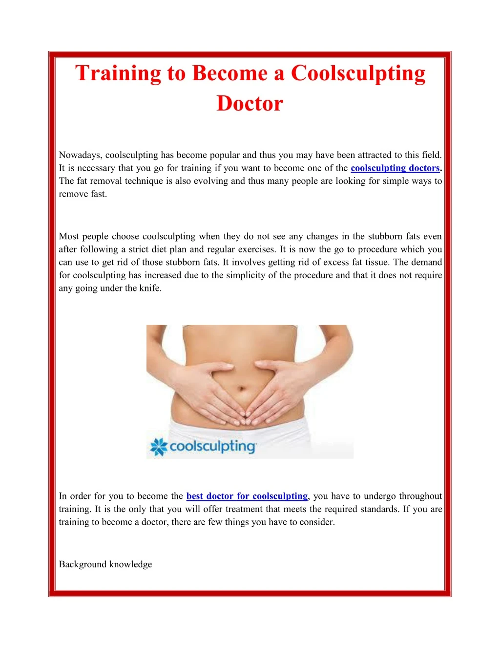 training to become a coolsculpting doctor