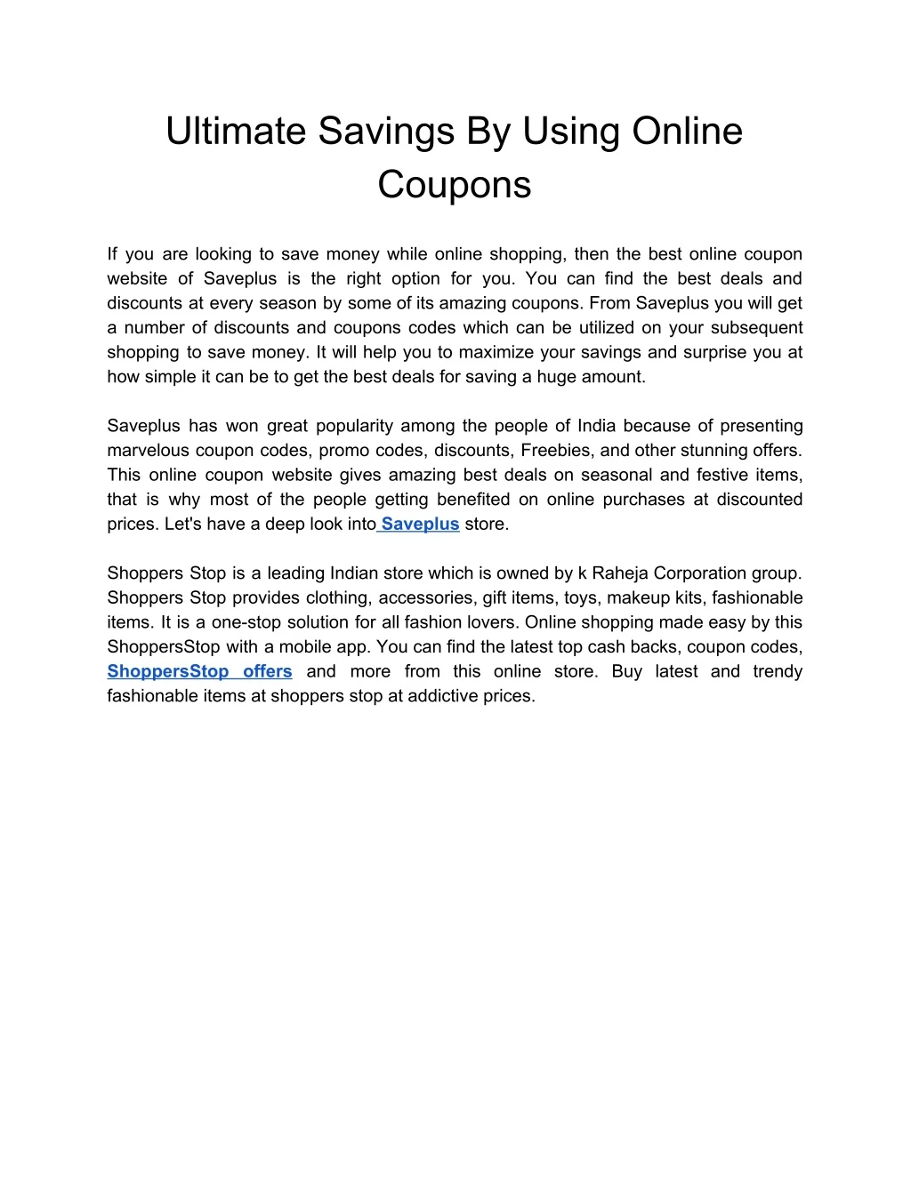 ultimate savings by using online coupons