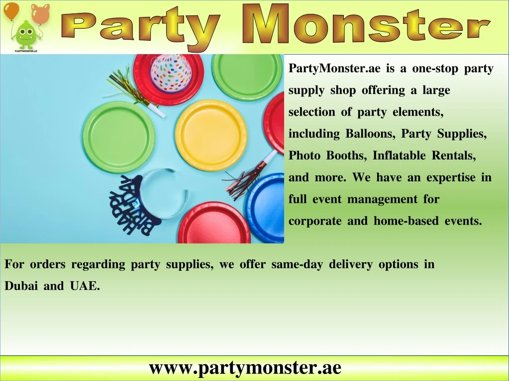 partymonster ae is a one stop party supply shop