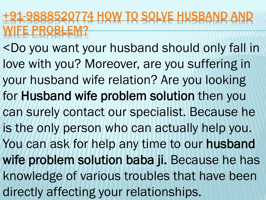 91 9888520774 how to solve husband and wife problem
