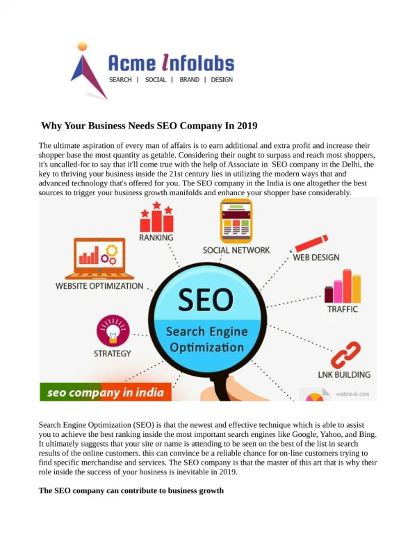 Seo Company in India | Seo Company in Delhi | Acme Infolabs