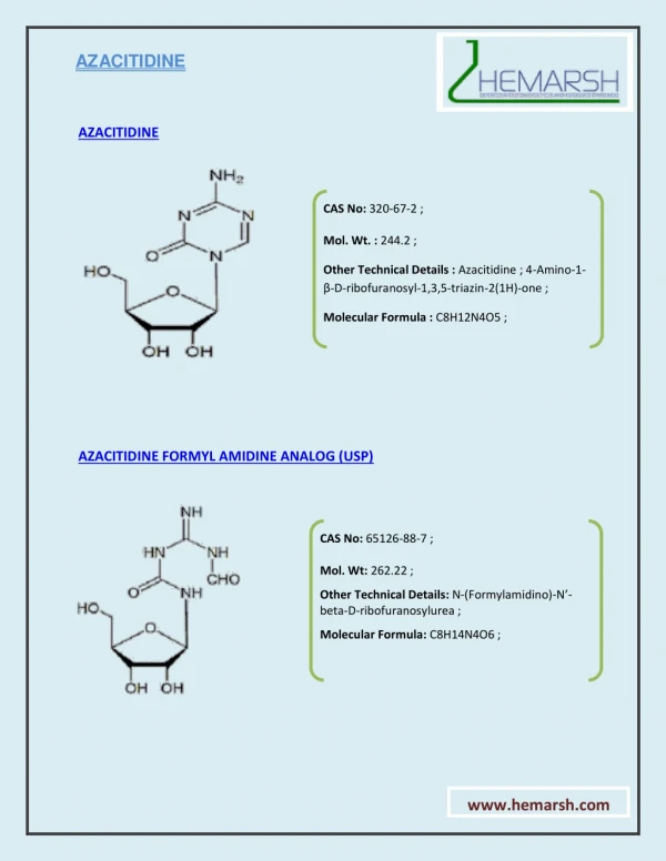 Azacitidine Impurities Manufacturer | Suppliers | Hemarsh Technologies