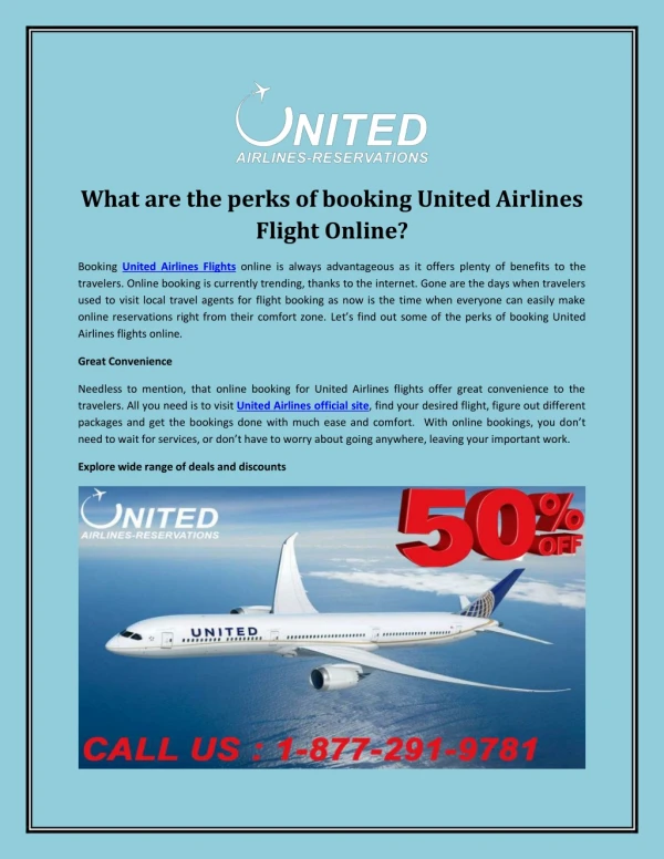 What are the perks of booking United Airlines Flight Online?