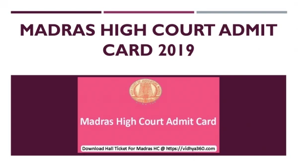 Madras High Court Admit Card 2019|Collect Hall Ticket For Assistant Exam