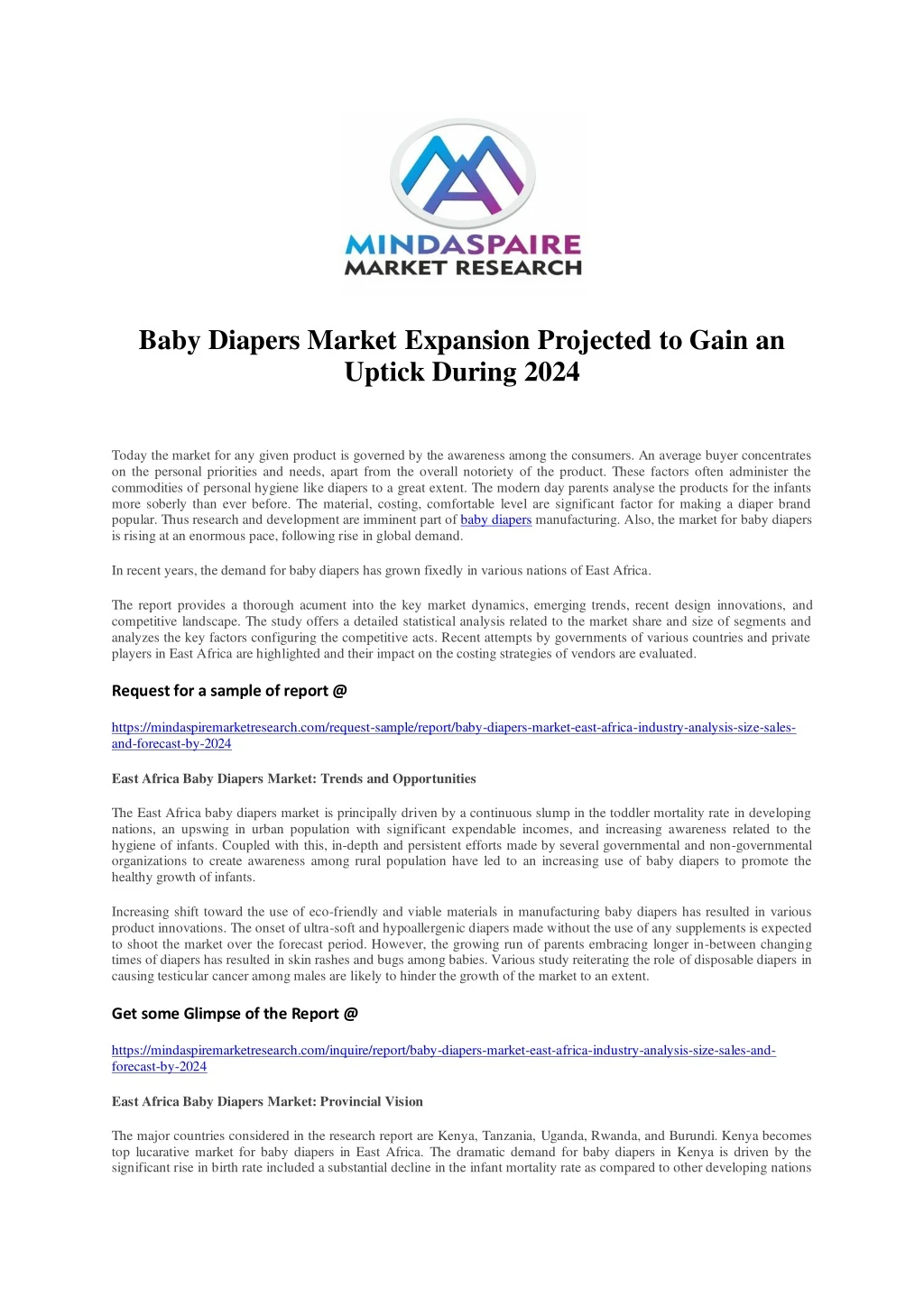 baby diapers market expansion projected to gain