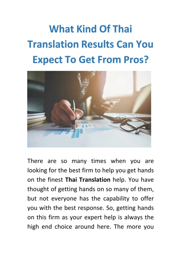 What Kind Of Thai Translation Results Can You Expect To Get From Pros?