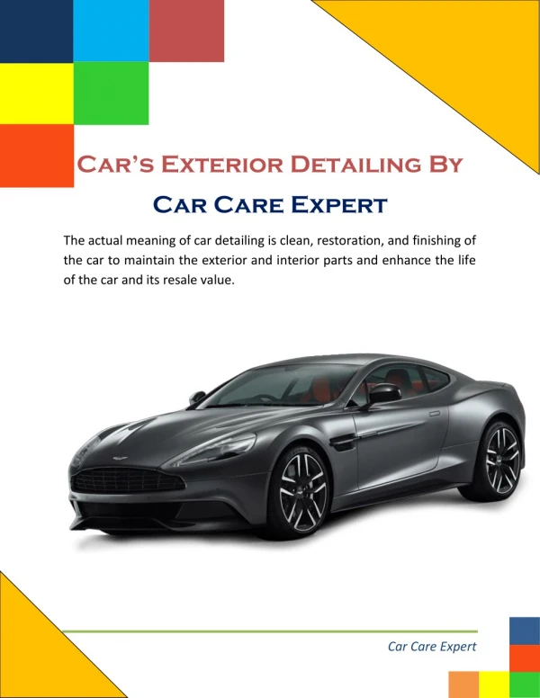 Car Exterior Detailing Solution in Delhi