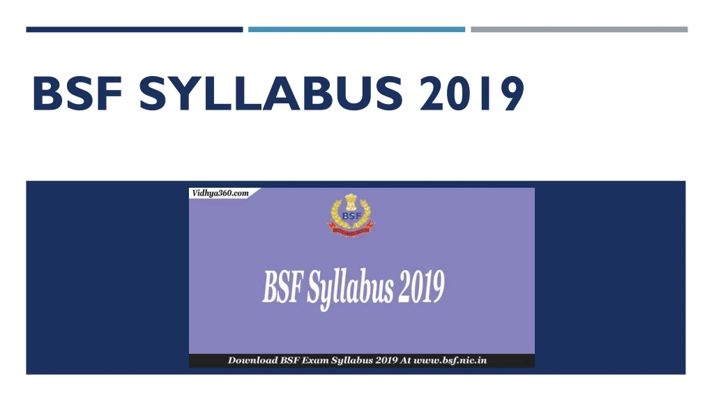 bsf syllabus 2019