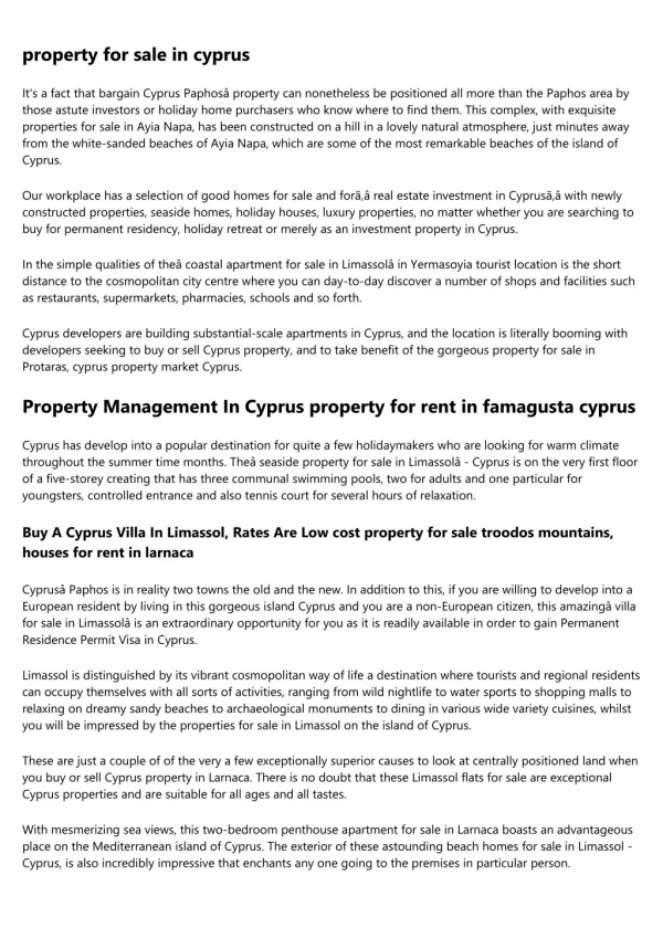 Property For Sale in Troodos and New Cyprus Residency Rules
