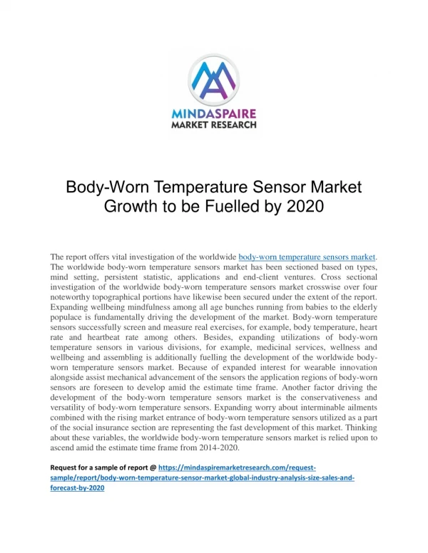 Body-Worn Temperature Sensor Market Growth to be Fuelled by 2020