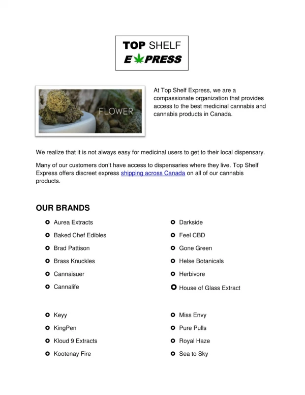 Top Shelf Express: Leading Online Weed Dispensary