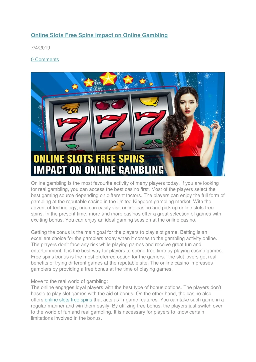 online slots free spins impact on online gambling