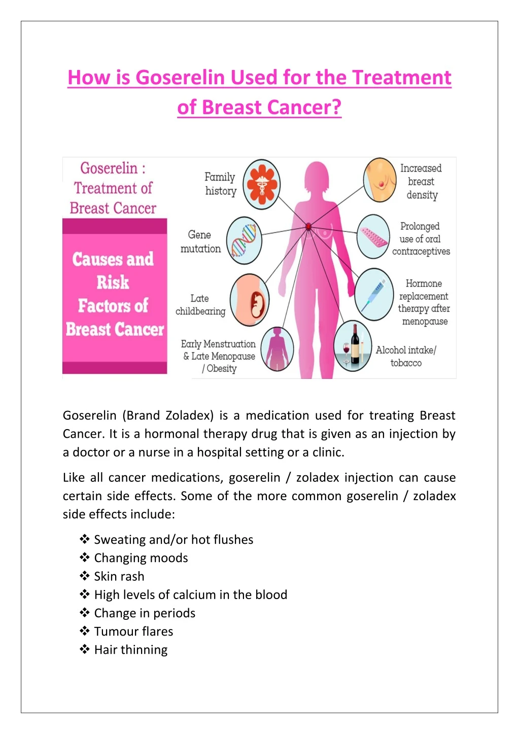 how is goserelin used for the treatment of breast