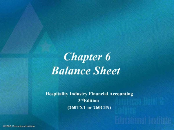 Chapter 6 Balance Sheet