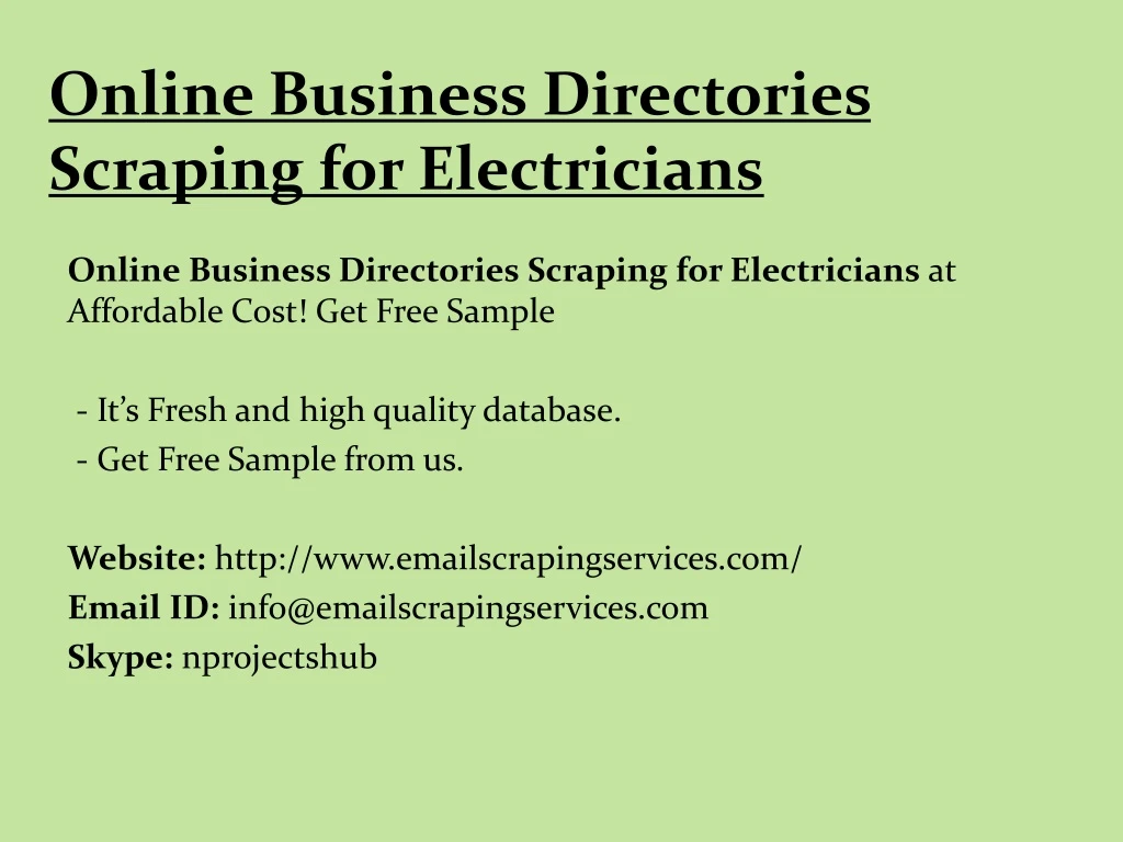 online business directories scraping for electricians