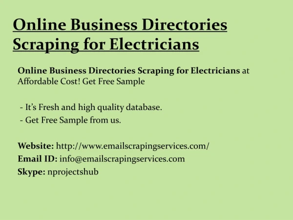 Online Business Directories Scraping for Electricians