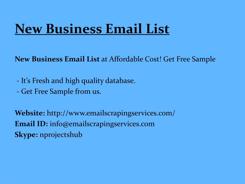 new business email list