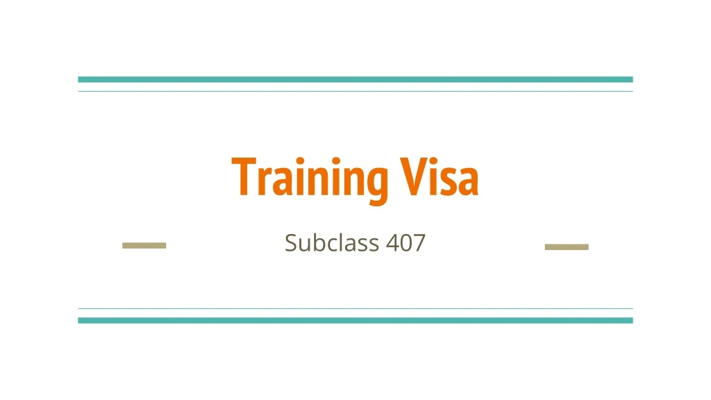 training visa