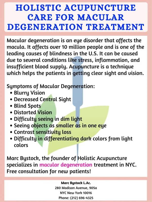 Holistic Acupuncture Care for Macular Degeneration Treatment