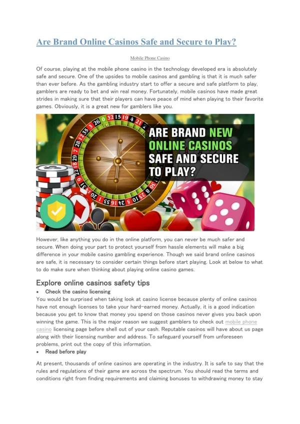 Are Brand Online Casinos Safe and Secure to Play?