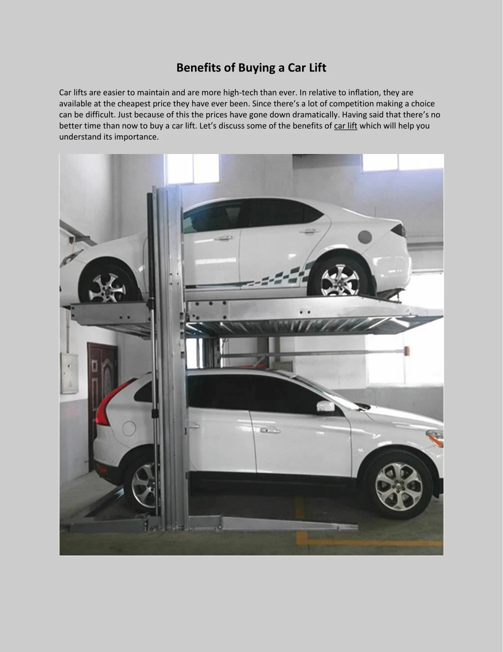 benefits of buying a car lift