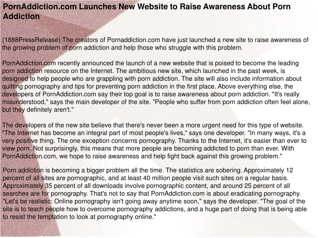 pornaddiction com launches new website to raise