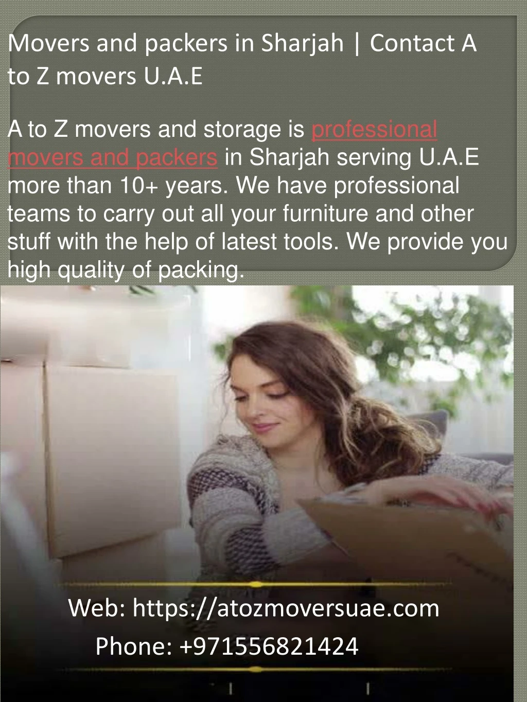 movers and packers in sharjah contact