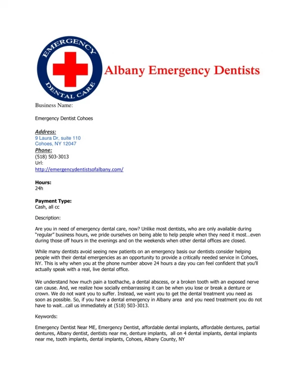 Emergency Dentist Cohoes