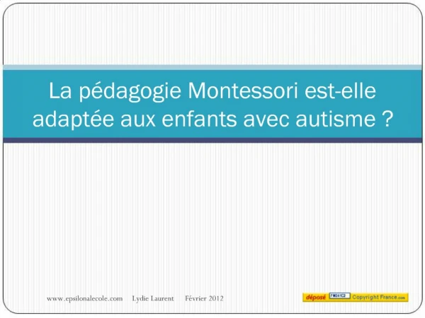 La p dagogie Montessori est-elle adapt e aux enfants avec autisme