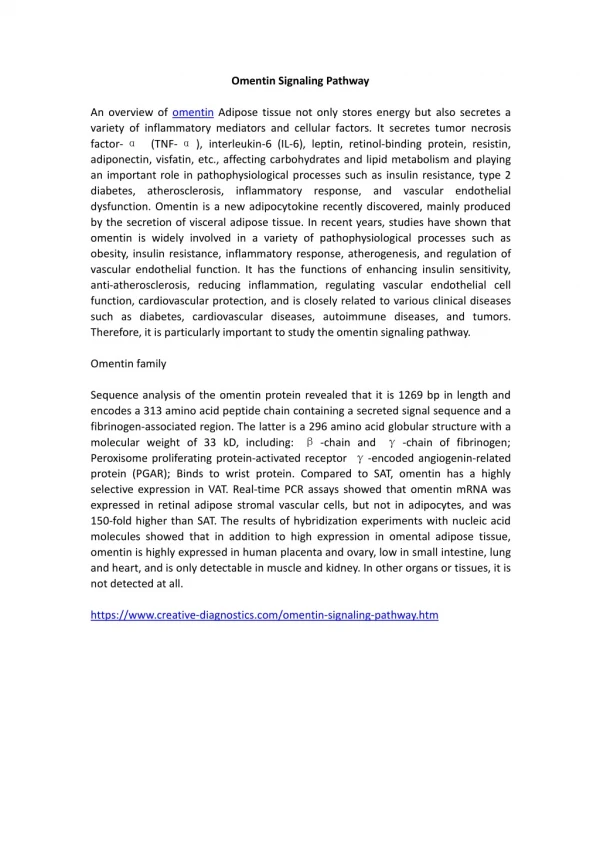 Omentin Signaling Pathway